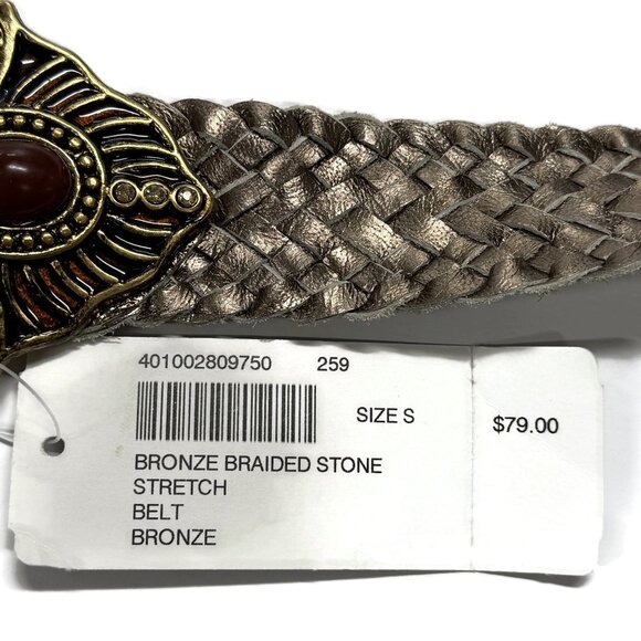 Chicos Bronze Braided Stone Stretch Belt New $79 Womens Small 1.5 x 30 NWT - Picture 9 of 9